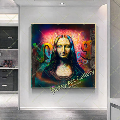 Mona Lisa Graffiti Art Canvas Print, Modern Jakonda Wall Art
