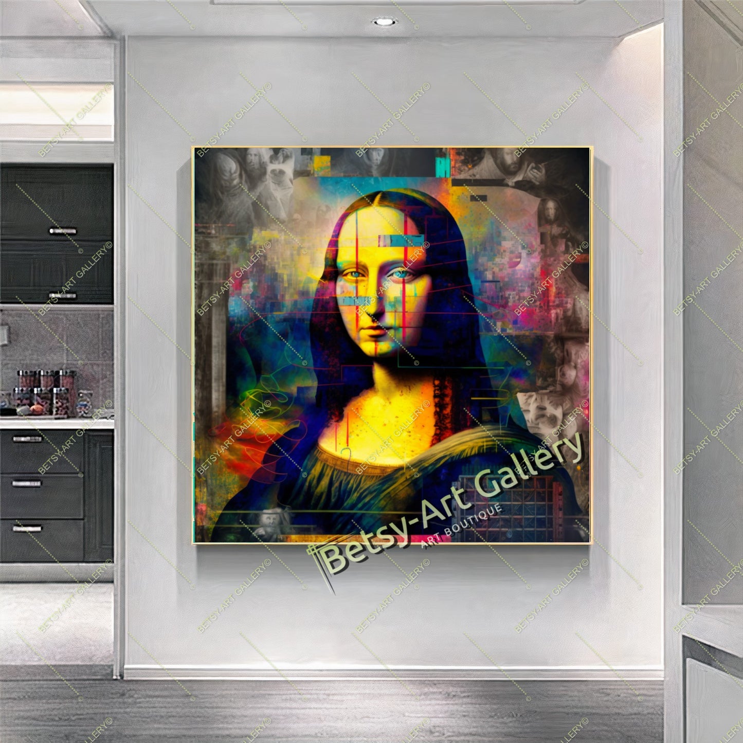 Mona Lisa Graffiti Art Canvas Print, Modern Jakonda Wall Art