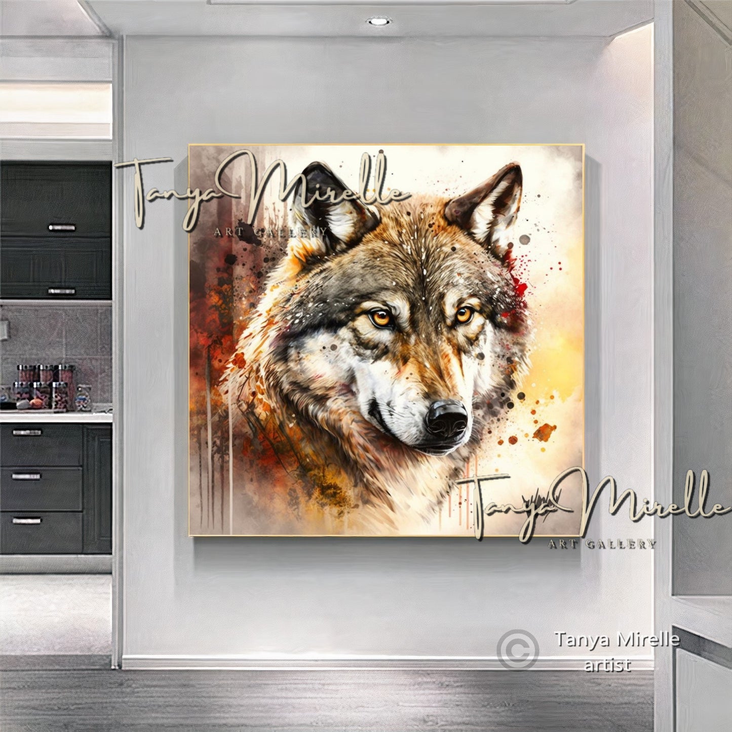 Colorful Wolf Art Print on Canvas – Modern Abstract Animal Wall Art