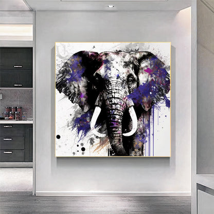 Graffiti Colorful Abstract Elephant Wall Art – Modern Wildlife Canvas Print