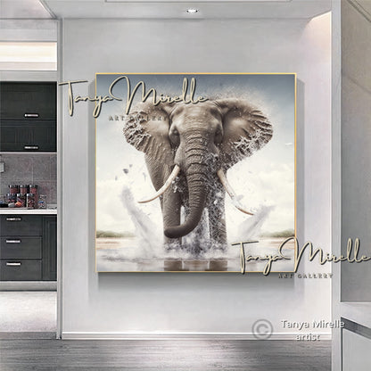 African Elephant Wall Art – Modern Wildlife Canvas Print