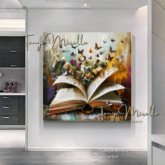 Open Book with Flying Letters Canvas Print