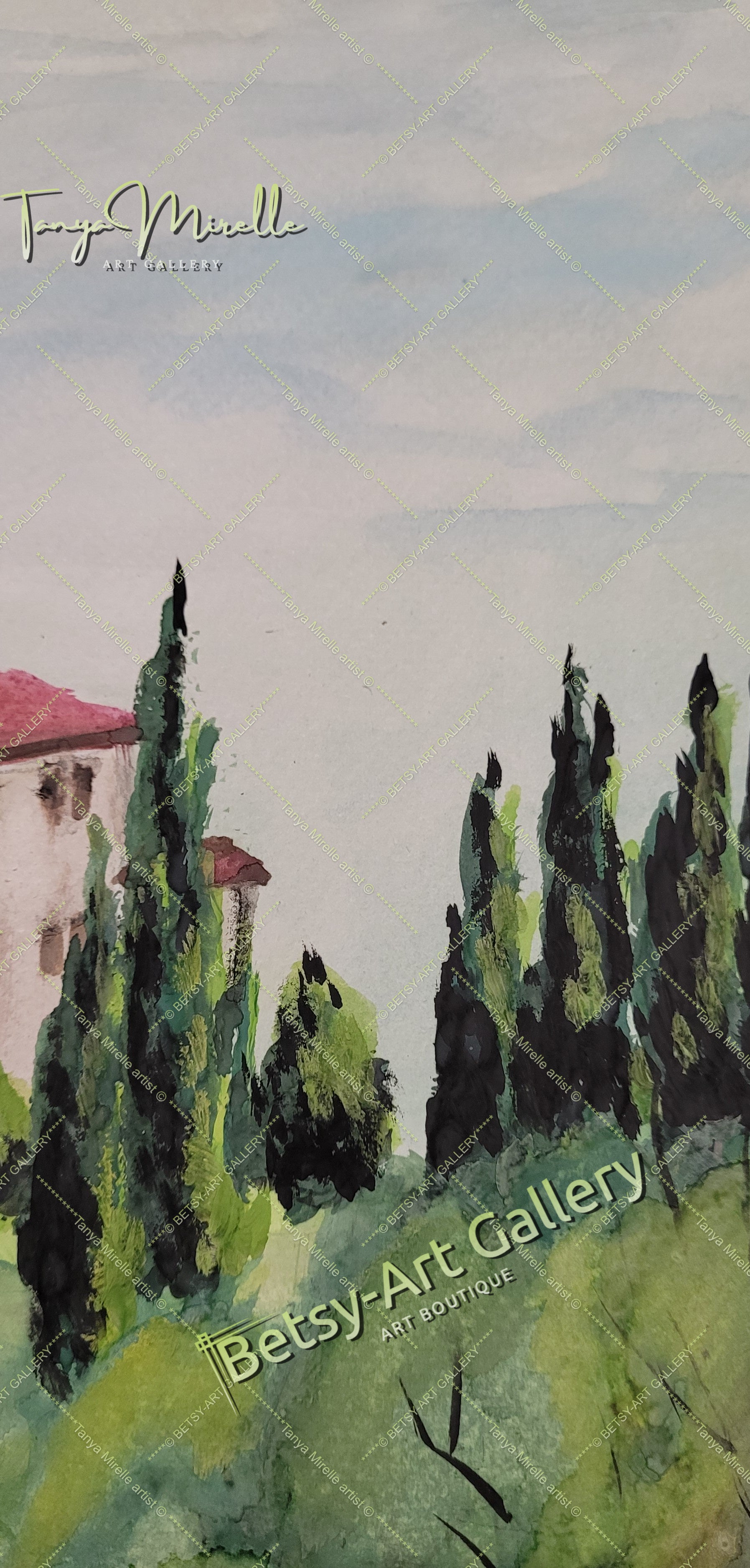 Original Watercolor Painting Olive Garden Wall Art, No Frame abstract expressionism art print birthday gift blooming garden art botanical print garden painting gift for mom mediterranean art modern art modern wall art nature painting olive garder art paper painting small painting wall art home decor watercolor landscape watercolor painting