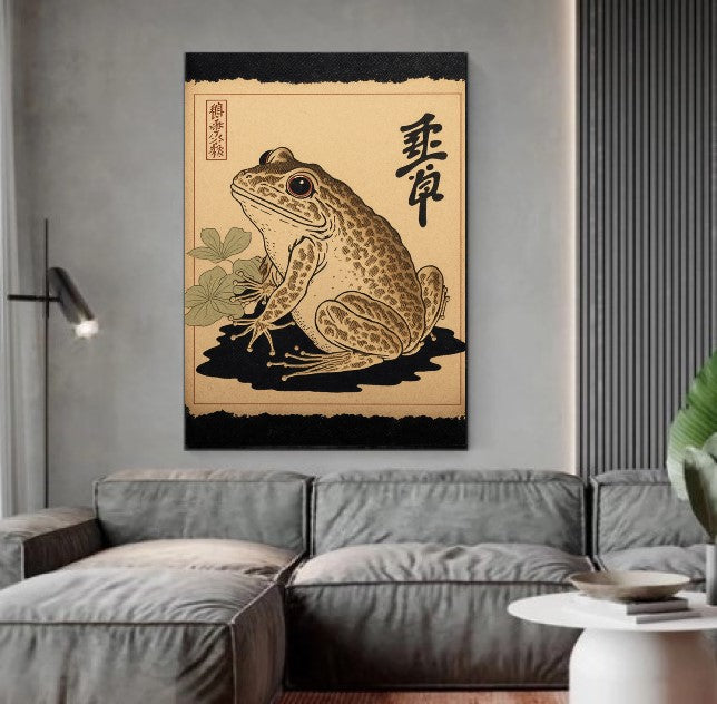 Vintage Japanese Wabi-Sabi Frog Canvas Print art gift asian style painting canvas print canvas wall art contemporary artwork giclée prints japanese minimalism canvas large canvas print large wall art meditative artwork minimalist art print minimalist canvas modern art print modern pop art modern wall art nature inspired print peaceful decor print on canvas simple natural art statement piece stretched canvas art tranquil frog print wabi sabi frog art wall art prints zen wall decor
