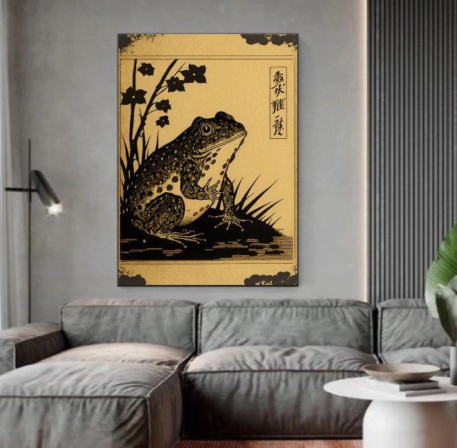 Vintage Japanese Wabi-Sabi Frog Canvas Print D art gift asian style painting canvas print canvas wall art contemporary artwork giclée prints japanese minimalism canvas large canvas print large wall art meditative artwork minimalist art print minimalist canvas modern art print modern pop art modern wall art nature inspired print peaceful decor print on canvas simple natural art statement piece stretched canvas art tranquil frog print wabi sabi frog art wall art prints zen wall decor