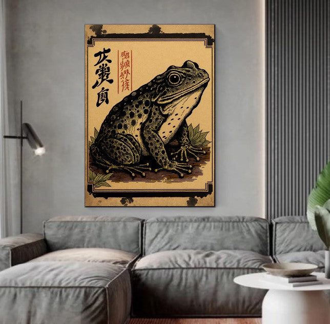 Vintage Japanese Wabi-Sabi Frog Canvas Print C art gift asian style painting canvas print canvas wall art contemporary artwork giclée prints japanese minimalism canvas large canvas print large wall art meditative artwork minimalist art print minimalist canvas modern art print modern pop art modern wall art nature inspired print peaceful decor print on canvas simple natural art statement piece stretched canvas art tranquil frog print wabi sabi frog art wall art prints zen wall decor