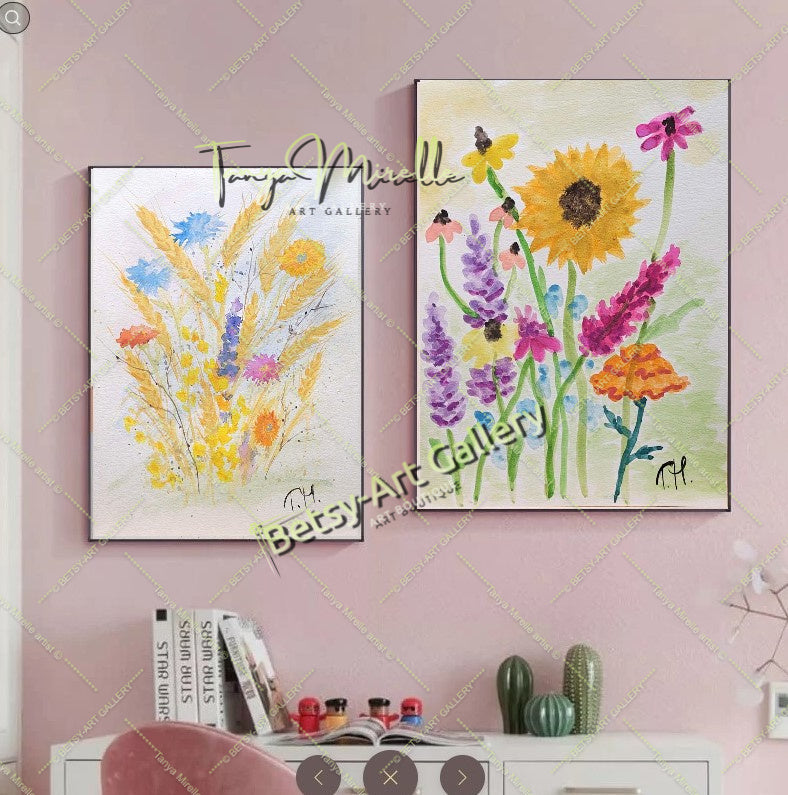 Original Watercolor Floral Painting Botanical Wall Art #1, No Frame abstract expressionism art print birthday gift blooming garden art botanical print colorful painting floral art floral painting garden painting gift for mom mediterranean art modern art modern wall art nature painting paper painting small painting wall art home decor watercolor floral watercolor flowers watercolor landscape watercolor painting