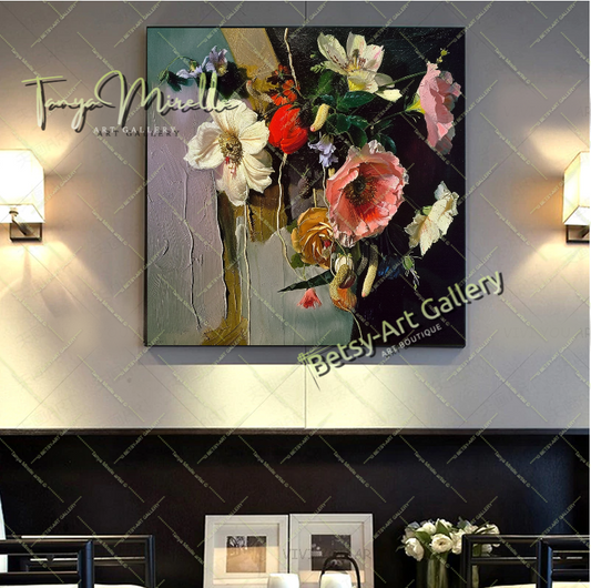 Wildflower Bouquet Canvas Print, Nature Inspired Wall Art Decor