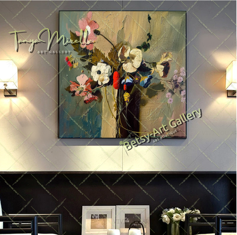 Wildflower Bouquet Canvas Print, Nature Inspired Wall Art Decor