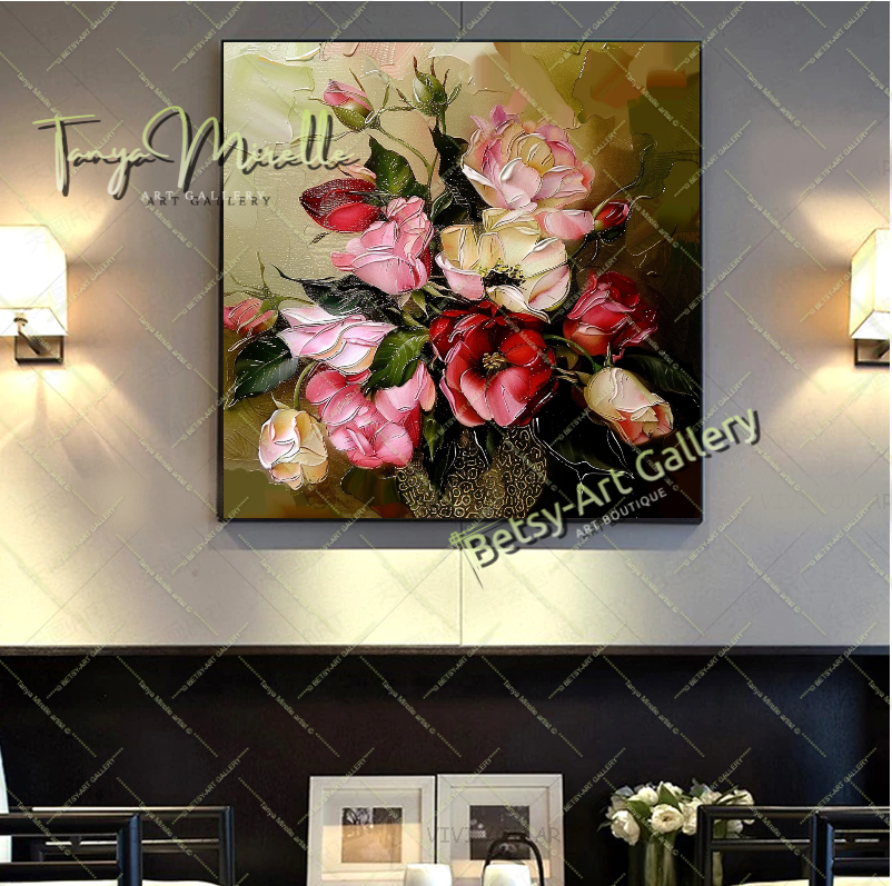 Floral Bouquet Canvas Print, Elegant Flower Wall Art Decor