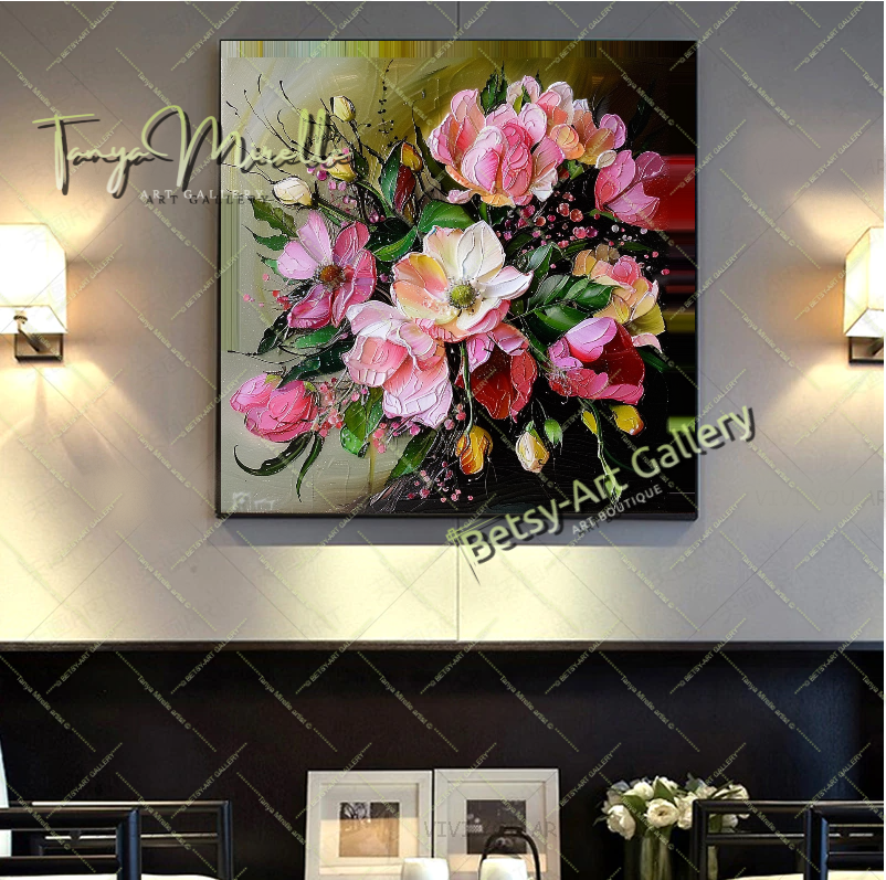 Floral Bouquet Canvas Print, Elegant Flower Wall Art Decor