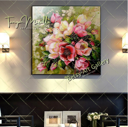 Floral Bouquet Canvas Print, Elegant Flower Wall Art Decor