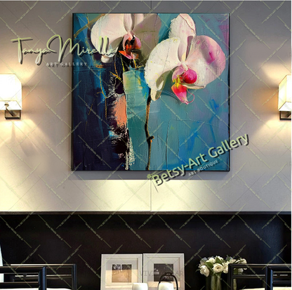 Luxury Orchid Wall Art Print, Pastel Bloom Art for Living Room