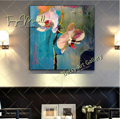 White Orchid Bloom Wall Art Print, Pastel Botanical Art