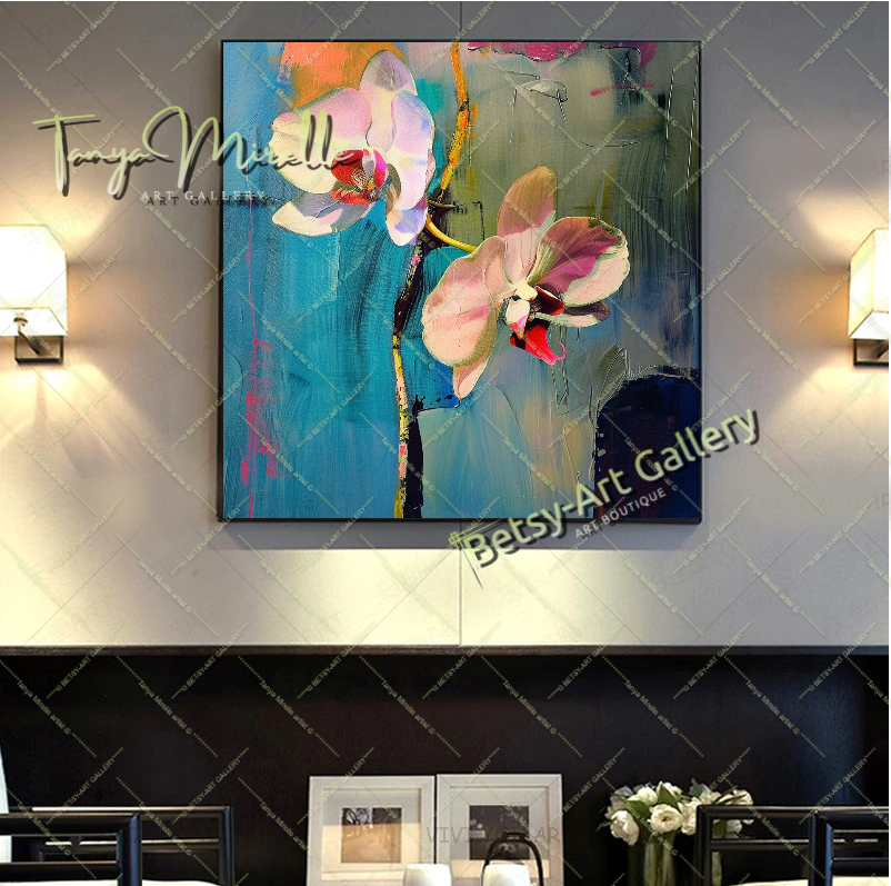 Luxury Orchid Wall Art Print, Pastel Bloom Art for Living Room