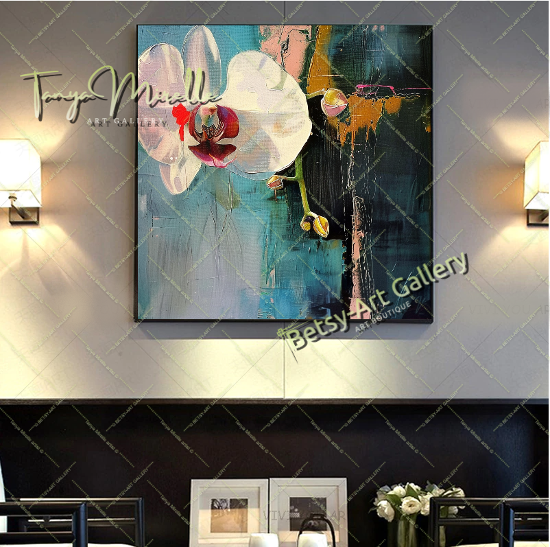 Luxury Orchid Wall Art Print, Pastel Bloom Art for Living Room