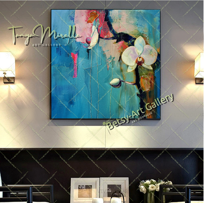 Luxury Orchid Wall Art Print, Pastel Bloom Art for Living Room