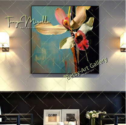 Luxury Orchid Wall Art Print, Pastel Bloom Art for Living Room