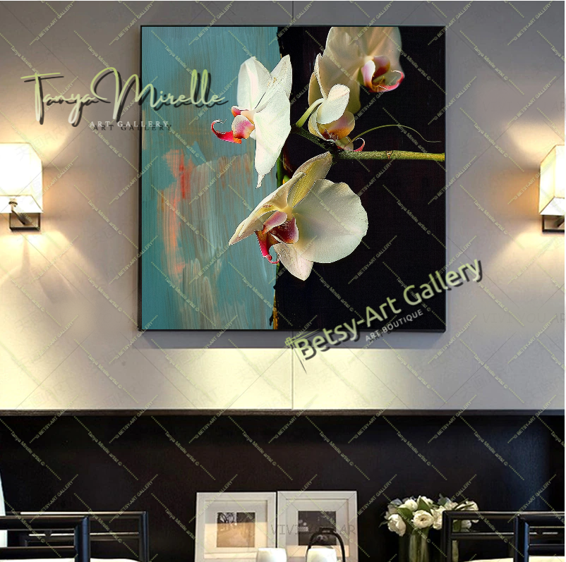 Luxury Orchid Wall Art Print, Pastel Bloom Art for Living Room