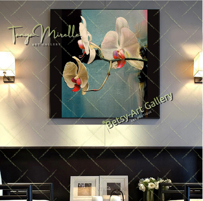 Luxury Orchid Wall Art Print, Pastel Bloom Art for Living Room