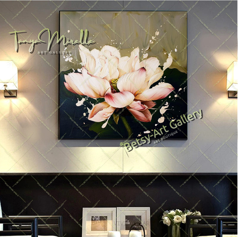 Abstract Lotus Wall Art Print, Pastel Bloom Art for Living Room