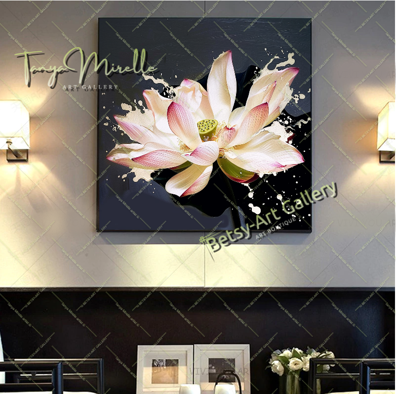 Abstract Lotus Wall Art Print, Pastel Bloom Art for Living Room
