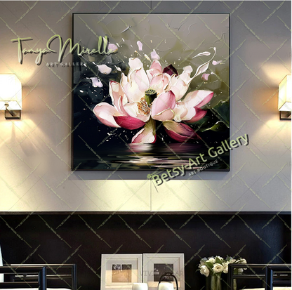 Abstract Lotus Wall Art Print, Pastel Bloom Art for Living Room