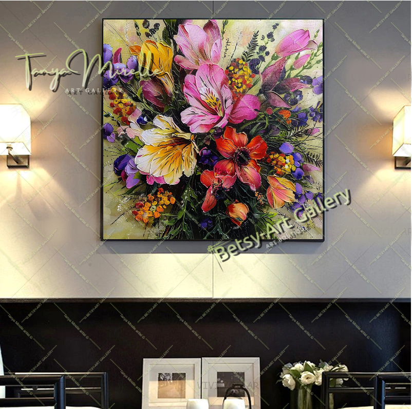 Spring Bloom Floral Canvas Wall Art, Contemporary Flower Print