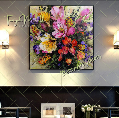 Spring Bloom Floral Canvas Wall Art, Contemporary Flower Print