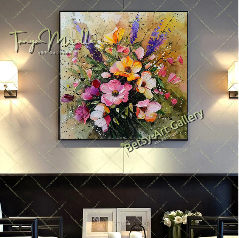 Garden Blossom Canvas Art Print, Colorful Botanical Artwork