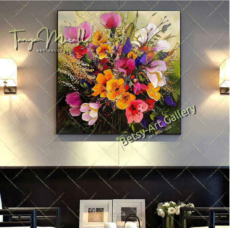 Spring Bloom Floral Canvas Wall Art, Contemporary Flower Print