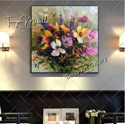Garden Blossom Canvas Art Print, Colorful Botanical Artwork