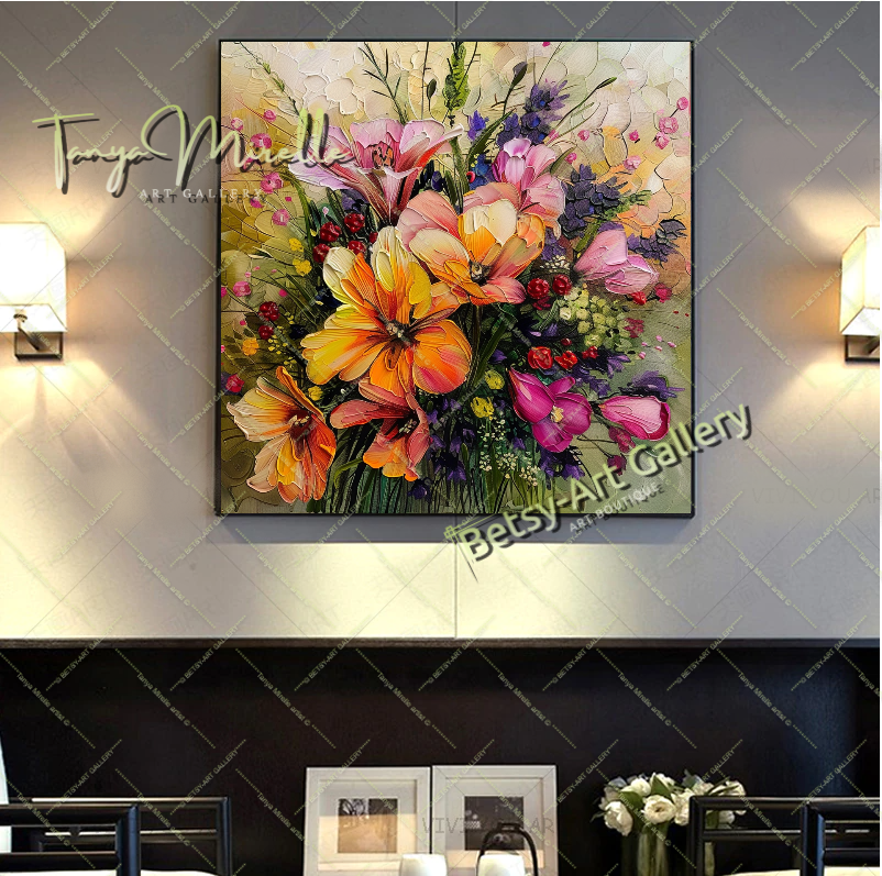 Spring Bloom Floral Canvas Wall Art, Contemporary Flower Print