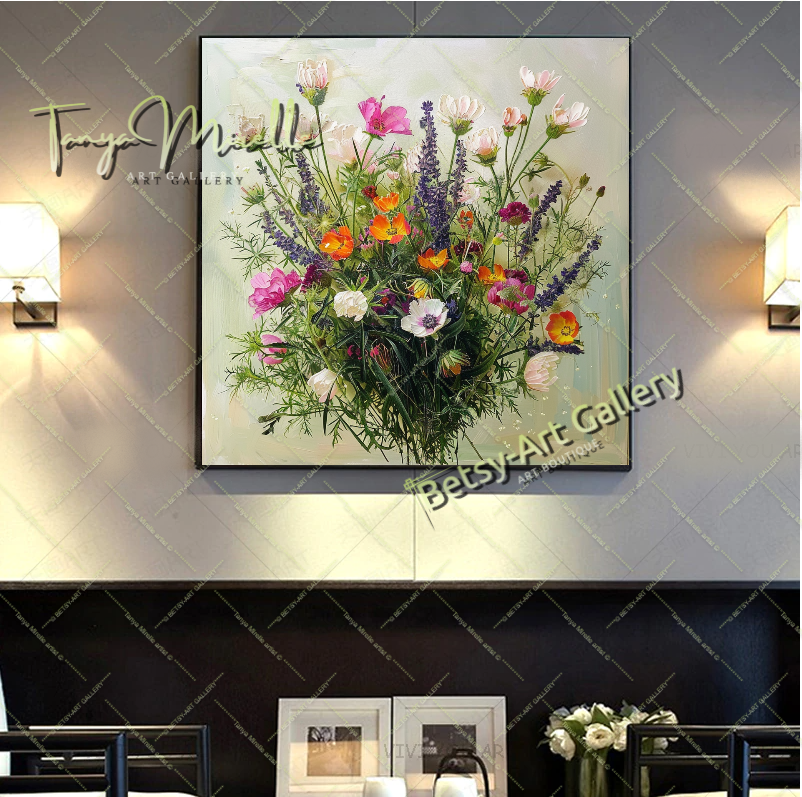 Garden Blossom Canvas Art Print, Colorful Botanical Artwork