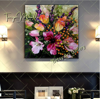 Spring Bloom Floral Canvas Wall Art, Contemporary Flower Print