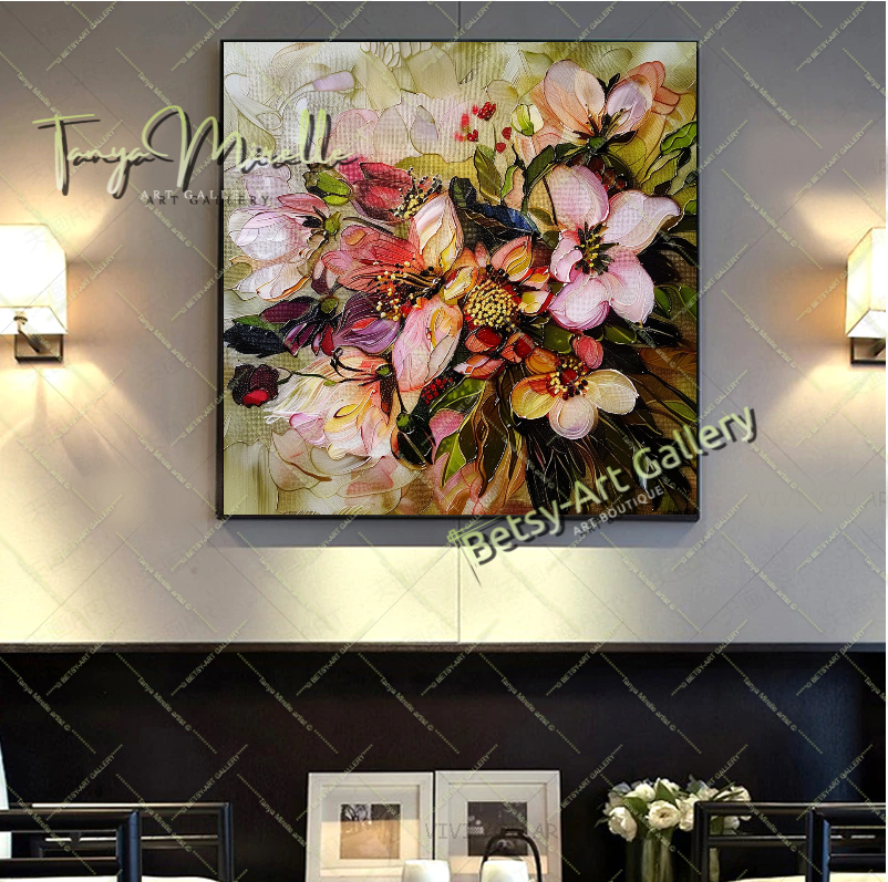Spring Bloom Floral Canvas Wall Art, Contemporary Flower Print