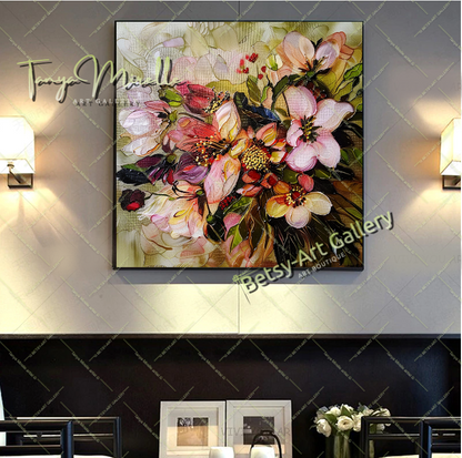 Spring Bloom Floral Canvas Wall Art, Contemporary Flower Print
