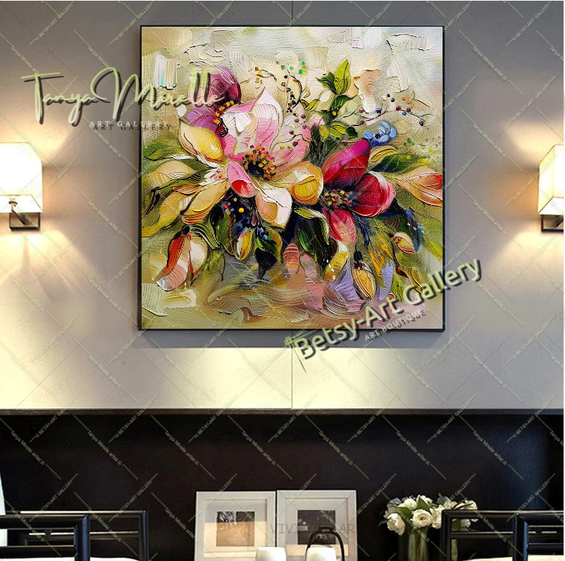 Spring Bloom Floral Canvas Wall Art, Contemporary Flower Print