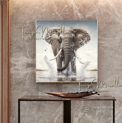African Elephant Wall Art – Modern Wildlife Canvas Print