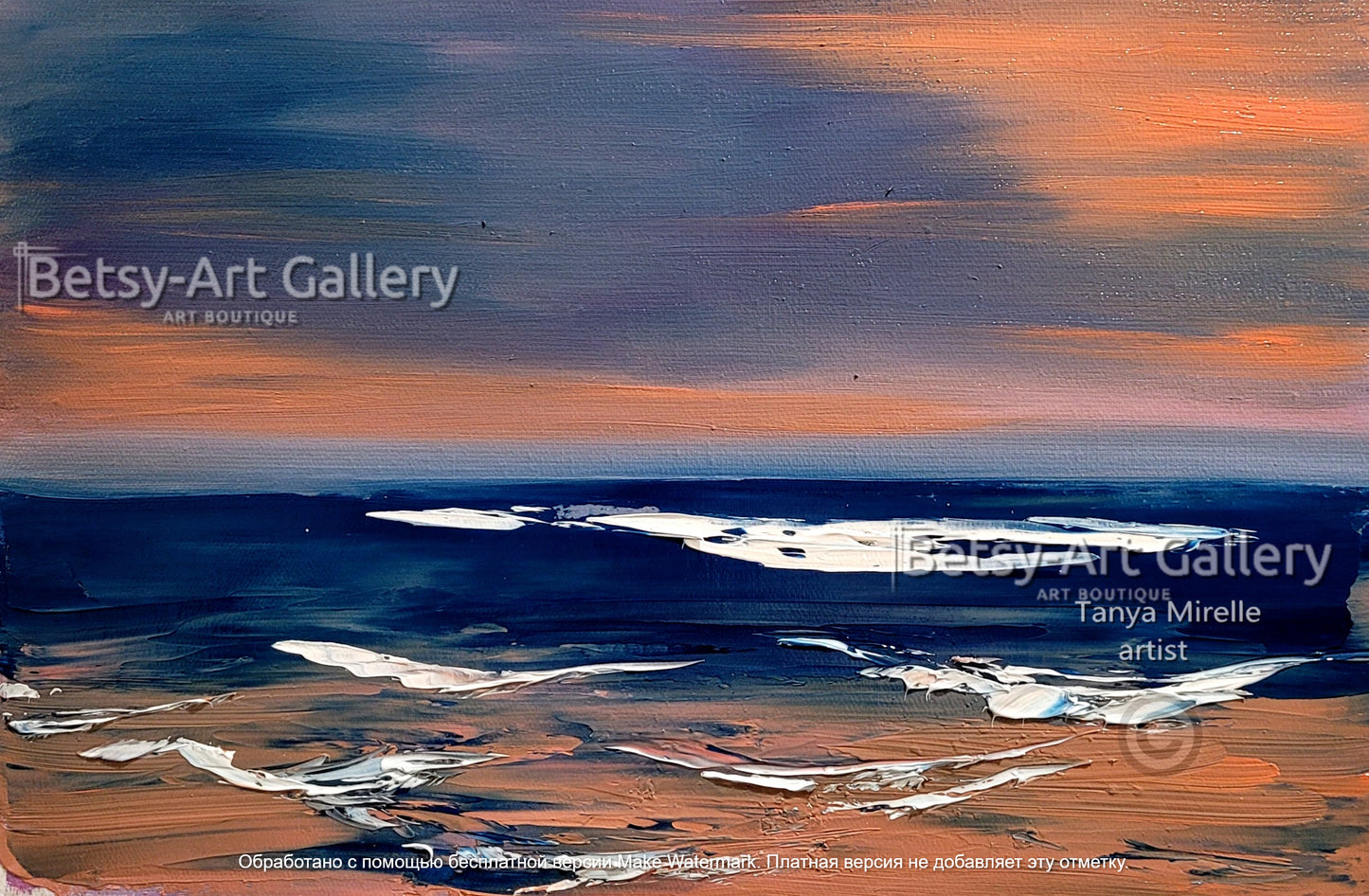 Sunset Seaside – Abstract Coastal Impasto Oil Painting on Canvas #42