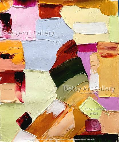 Large Abstract Impasto Painting - Colorful Modern Wall Art on Canvas #72