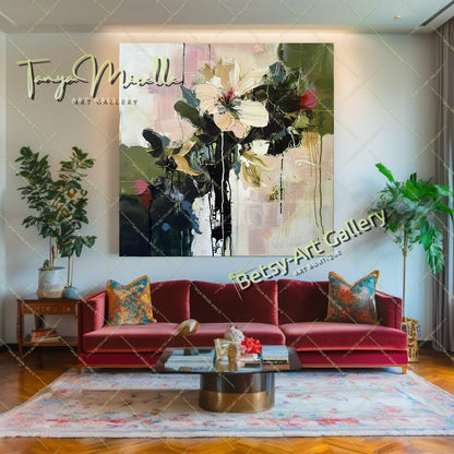 Modern Lotus Wall Art Print, Pastel Bloom Art for Living Room