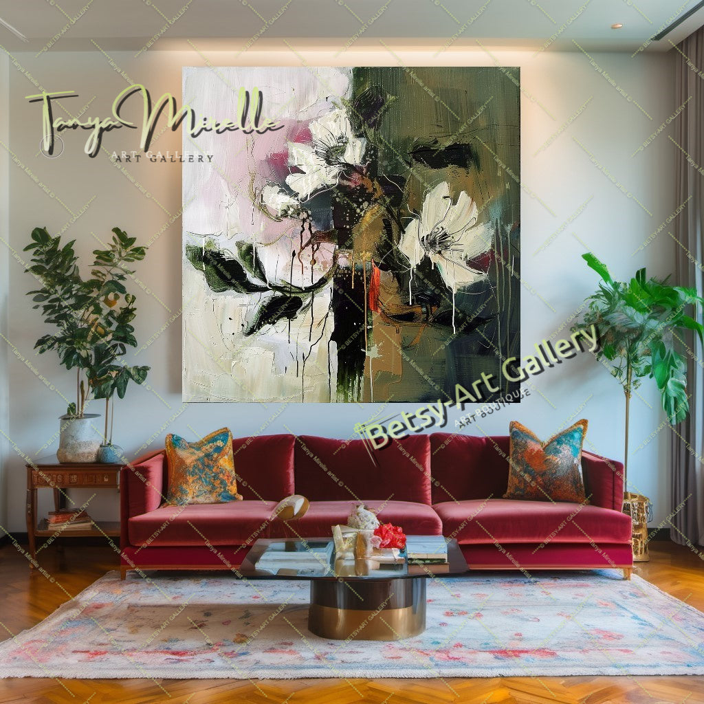 Modern Lotus Wall Art Print, Pastel Bloom Art for Living Room