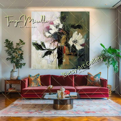 Modern Lotus Wall Art Print, Pastel Bloom Art for Living Room