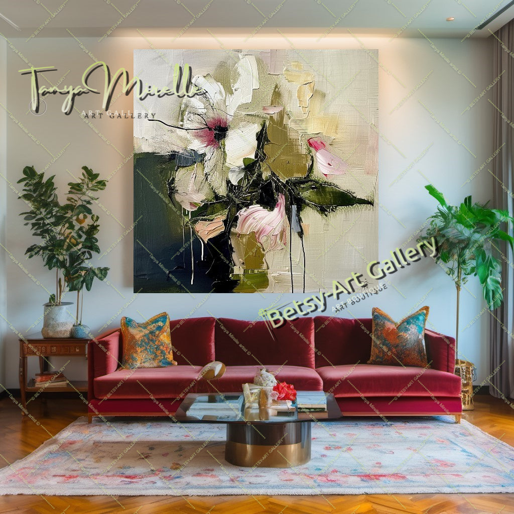 Modern Lotus Wall Art Print, Pastel Bloom Art for Living Room