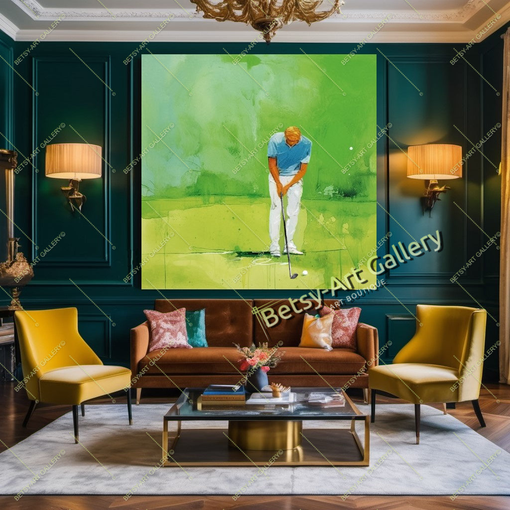 Golfer Canvas Print, Modern Golf Wall Art