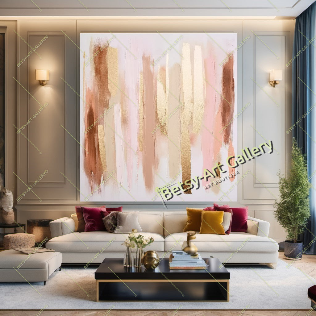 Gold White Abstract Canvas Print - Elegant Colorful Wall Art