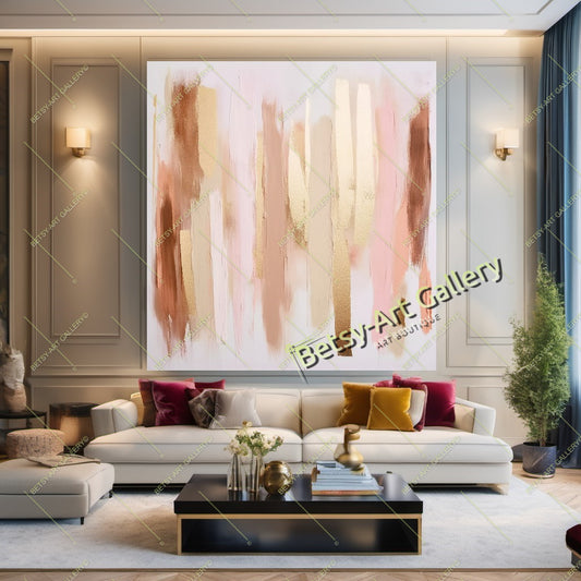 Gold White Abstract Canvas Print - Elegant Colorful Wall Art