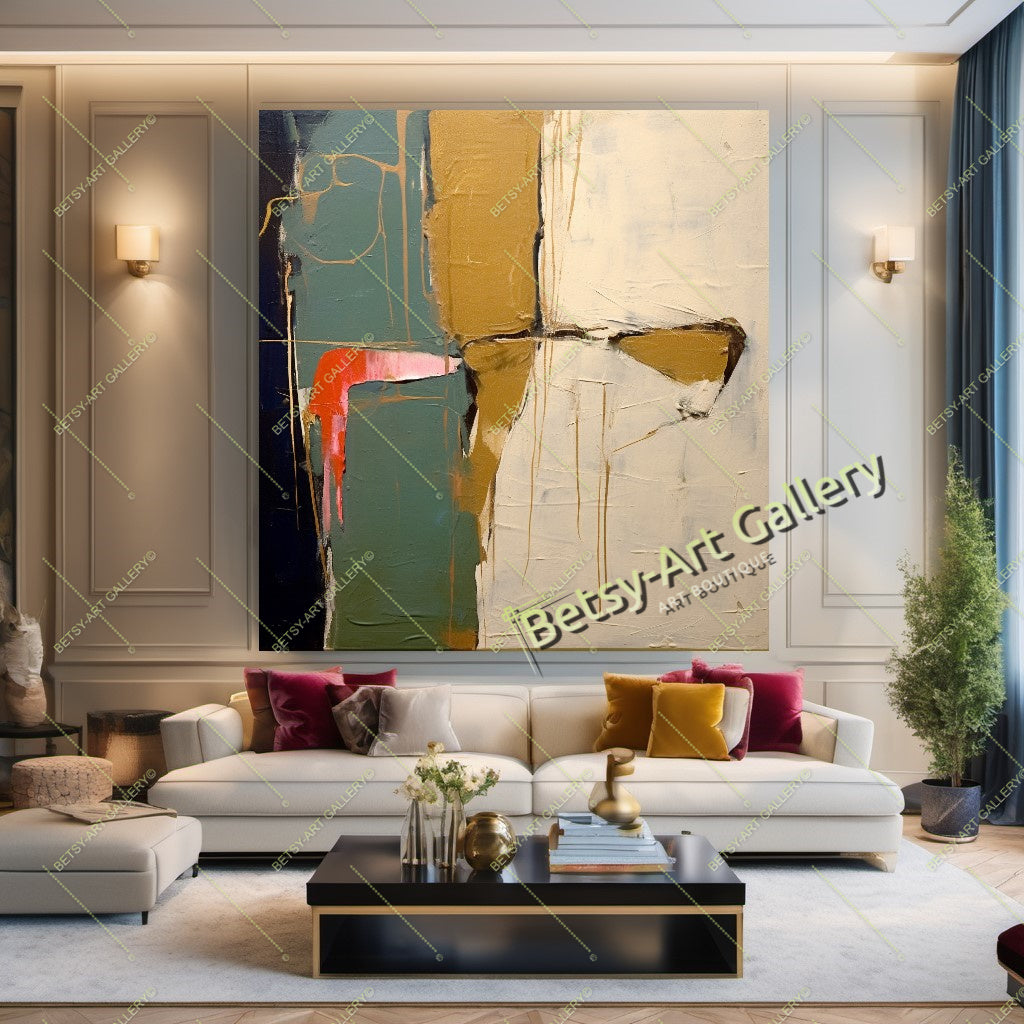 Gold White Abstract Canvas Print - Elegant Colorful Wall Art