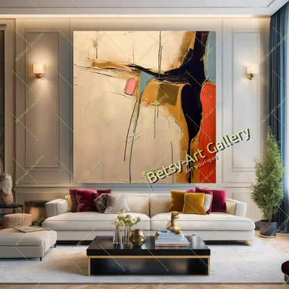 Gold White Abstract Canvas Print - Elegant Colorful Wall Art